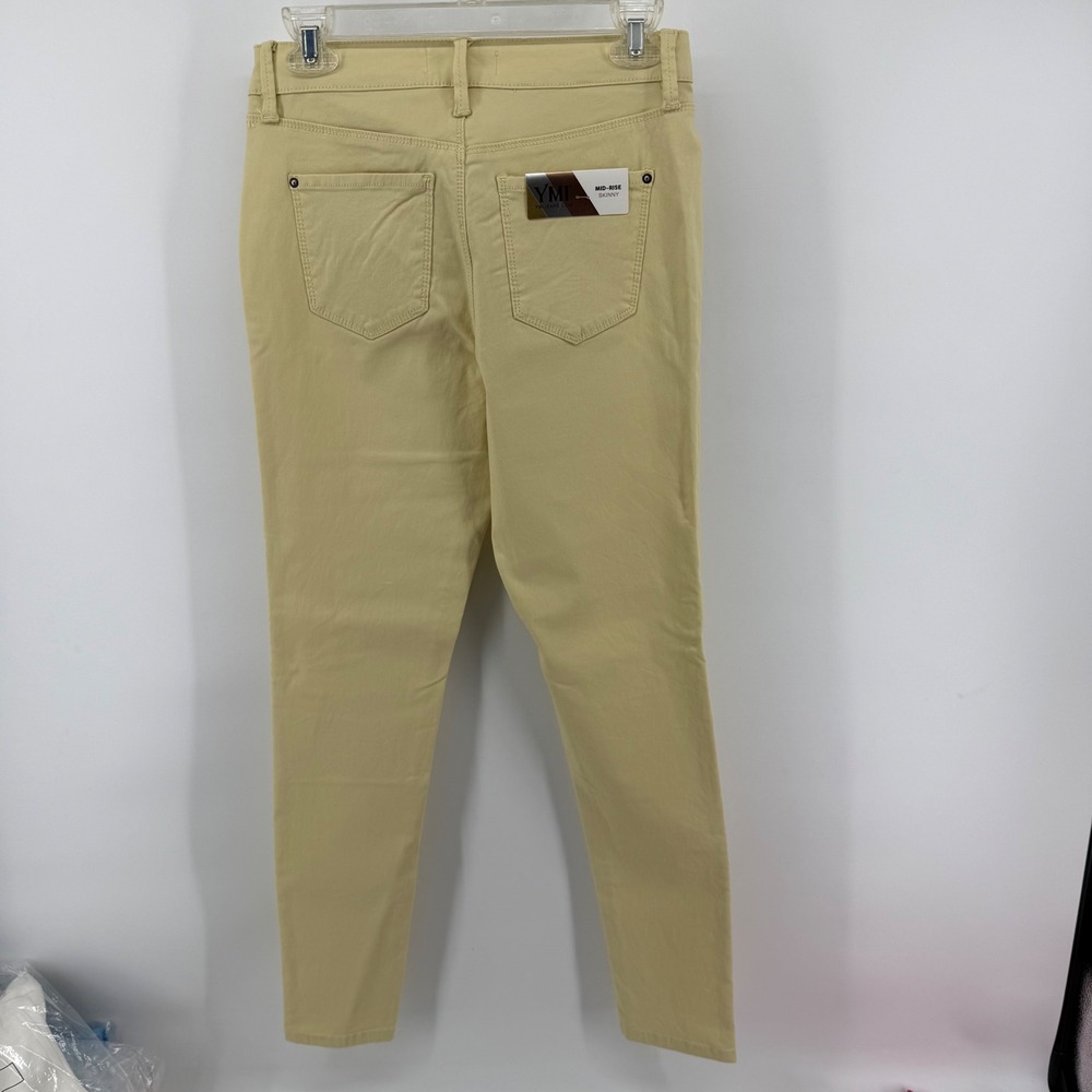 YMI Womens Mid-Rise Hyper Stretch Skinny Jeans Yellow Forever Color Size M NWT - Picture 6 of 8